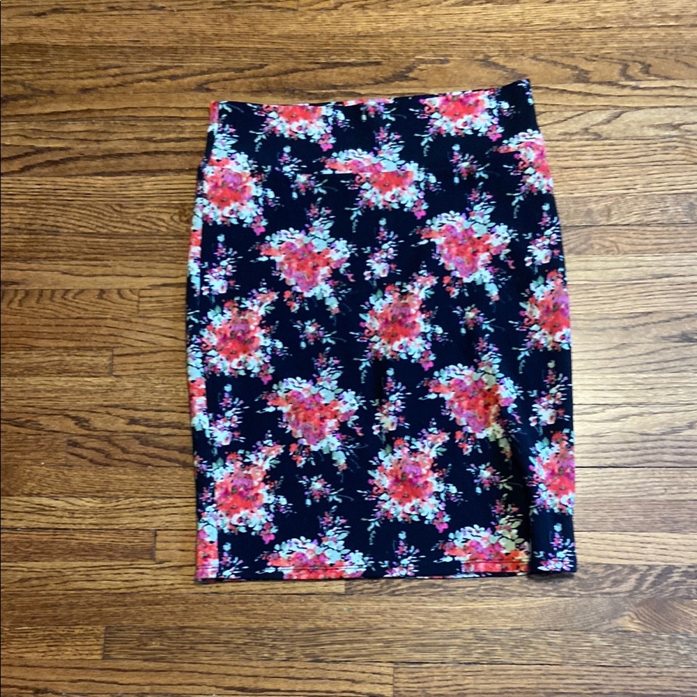 LuLaRoe Blue and Pink Pencil Skirt Knee-length Casual